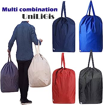UniLiGis Washable Travel Laundry Bag with Handles and Drawstring
